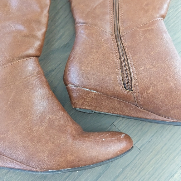 Rampage Women's Tall Boots Wedge Heels, Size 6.5, Brown - Picture 3 of 7